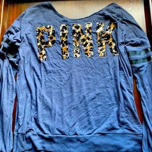 Pink brand gray long sleeve shirt.